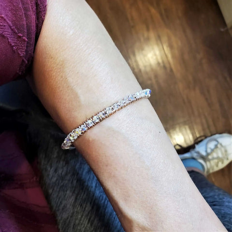 Two Metal Wire Wrapped Crystal Bangle – Sterling Silver Copper Bracelet | Handmade Montana USA Alexa Martha Designs  Bangles /Bracelets
