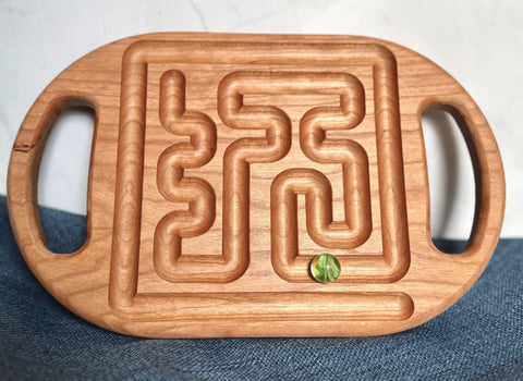 Two-Sided Wooden Marble Maze Toy – Fine Motor Skills Development | Handcrafted Dual Design Puzzle | Made in USA Lanz Co Woodworking  Toys & Games