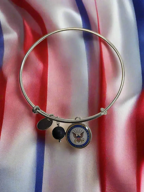 US Navy Engraved Stainless Steel Bangle Bracelet 7-8 Inch Fit – Military Pride Gift Box | Made in USA Michelle Marie Boutique  Bracelet