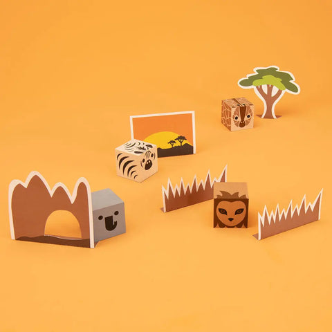 Uncle Goose 4-Piece Safari Animal Wooden Blocks Set – Eco-Friendly 1.75 Inch Cubes | Made in USA Uncle Goose  Cubelings