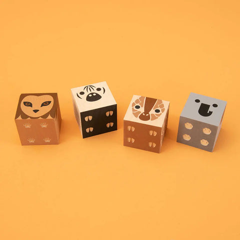 Uncle Goose 4-Piece Safari Animal Wooden Blocks Set – Eco-Friendly 1.75 Inch Cubes | Made in USA Uncle Goose  Cubelings
