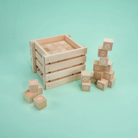 Uncle Goose Wooden Educational Alphabet Blocks 64pcs – 1.75 Inch Basswood Cubes with Storage Crate | Made in USA Uncle Goose  Classic Goose
