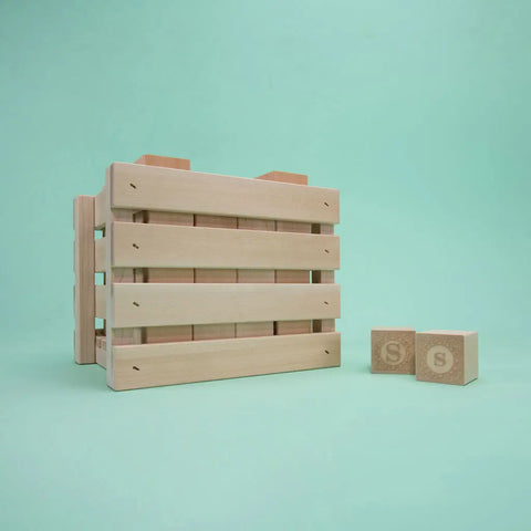 Uncle Goose Wooden Educational Alphabet Blocks 64pcs – 1.75 Inch Basswood Cubes with Storage Crate | Made in USA Uncle Goose  Classic Goose