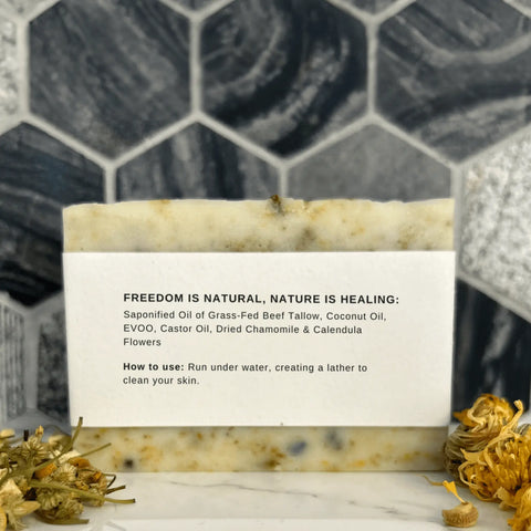 Unscented Chamomile Calendula Tallow Soap Bar 4.5 oz – Sensitive Skin Care – Born To Be Free | Made in USA Born to be Free  Soap