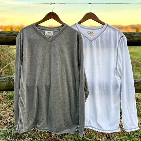 Wilson Lane White V Neck Pullover – Lightweight Long Sleeve Shirt | Made in USA Wilson Lane Apparel  shirt