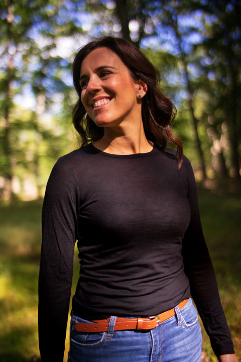 Women's Organic Merino Wool Jewel Neck Sweater – Manufactured in USA Ramblers Way  Womens Tops