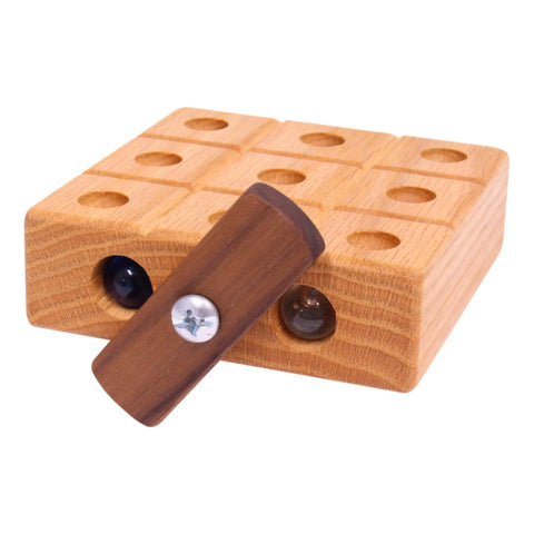 Wooden Marble Tic Tac Toe Game – 4 Inch Hardwood Board with Storage | Made in USA by Amish Artisans Amish Toy Box  Wooden Toys
