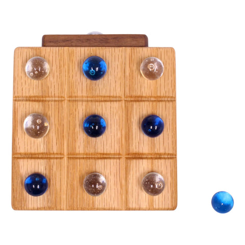 Wooden Marble Tic Tac Toe Game – 4 Inch Hardwood Board with Storage | Made in USA by Amish Artisans Amish Toy Box  Wooden Toys