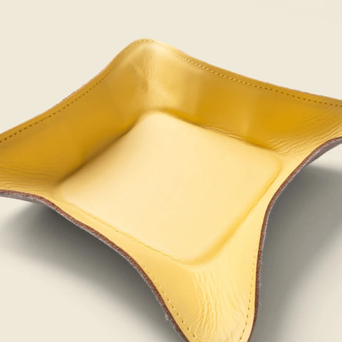 Yellow Leather Travel Valet Tray 8 Inch – Full Grain | Handmade in USA CASUPO  Small Leather Goods