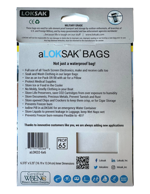 Aloksak Waterproof Element Proof Bag 6x6 Inch – Reusable 2 Pack | Made in USA LOKSAK  Purchase