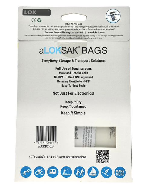 Aloksak Waterproof Element Proof Storage Bags 5x4 Inch – 2 Pack | Made in USA LOKSAK  Purchase