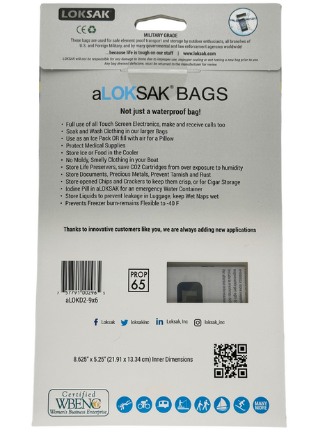 Aloksak Waterproof Element Proof Bag 9 Inch x 6 Inch – 2 Pack | Made in USA LOKSAK  Purchase
