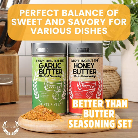 Better Than Butter Seasoning Duo – Honey & Garlic Herb Blends | Made in USA Gustus Vitae  Gourmet Seasonings