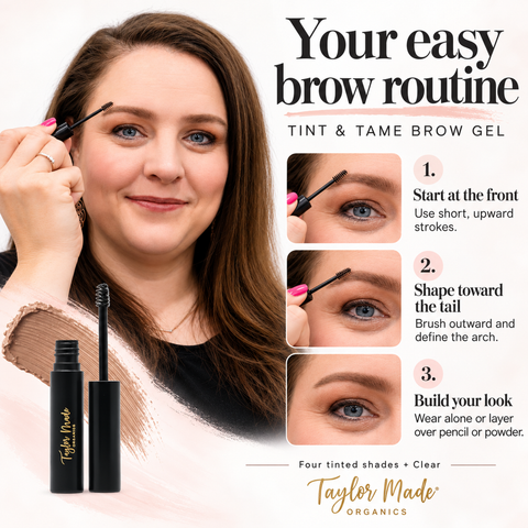 Tinted Brow Defining Gel 0.15oz – Lightweight Conditioning Eyebrow Enhancer | Made in USA Taylor Made Organics  brow gel