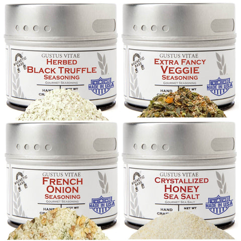 Gustus Vitae Gourmet Seasonings & Sea Salts Set – 4 Pack | Made in USA Gustus Vitae  Collections & Gift Sets