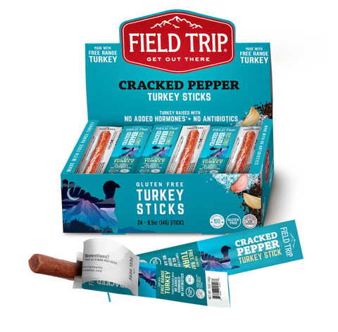 Field Trip Cracked Pepper Turkey Sticks 0.5oz (24 ct) – Gluten Free Protein Snack | Made in USA Field Trip 