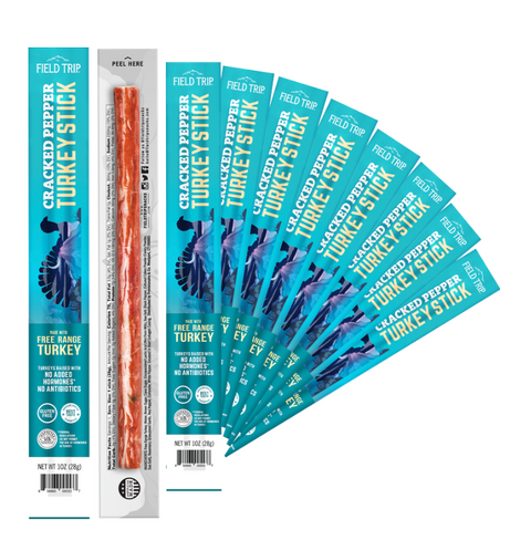 Field Trip Cracked Pepper Turkey Meat Sticks 1oz (10ct) – Free Range Protein Snack | Made in USA Field Trip 