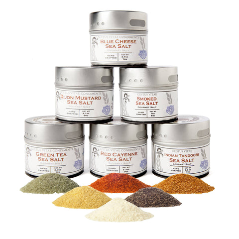 Artisanal Finishing Sea Salt Collection – 6 Flavors – Gourmet Gift Set | Made in USA Gustus Vitae  Collections & Gift Sets