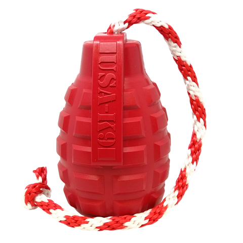 USA-K9 Grenade Durable Rubber Dog Chew Toy – Tug & Treat Dispenser | Made in USA SodaPup  Rubber Dog Toys