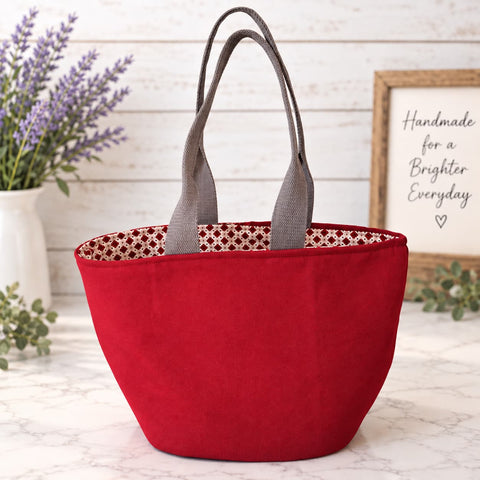 Red Sunflower Canvas Tote Bag 10.5 Inch – Durable Cotton Lined Handbag | Made in USA Frances Farm & Craft  Tote Bag