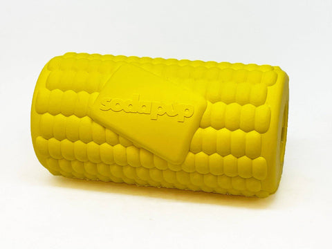 Durable Corn on the Cob Rubber Dog Treat Dispenser Toy – Power Chewer Safe | Made in USA SodaPup  Rubber Dog Toys