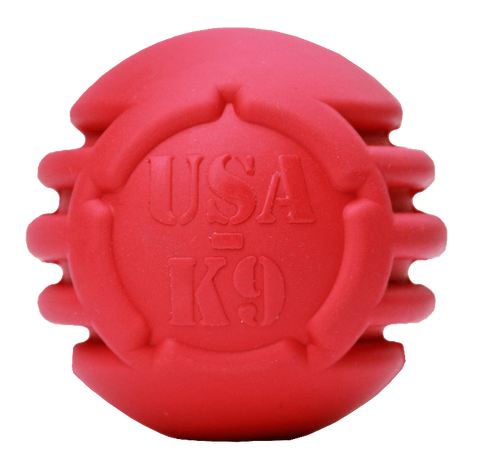 USA-K9 Durable Rubber Chew Ball – Tough Dog Toy for Power Chewers | Made in USA SodaPup  Rubber Dog Toys